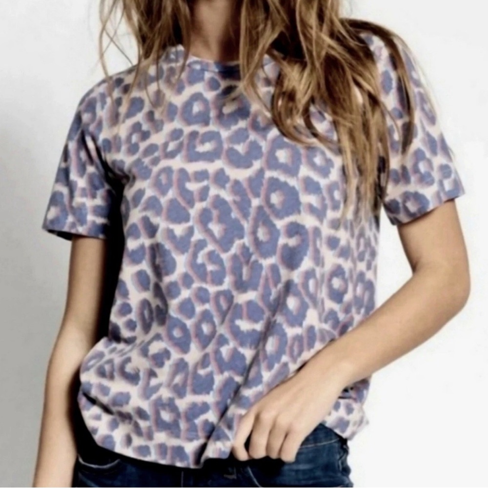 Sol Angeles X Anthropologie  Purple and Cream Leopard Print Tee